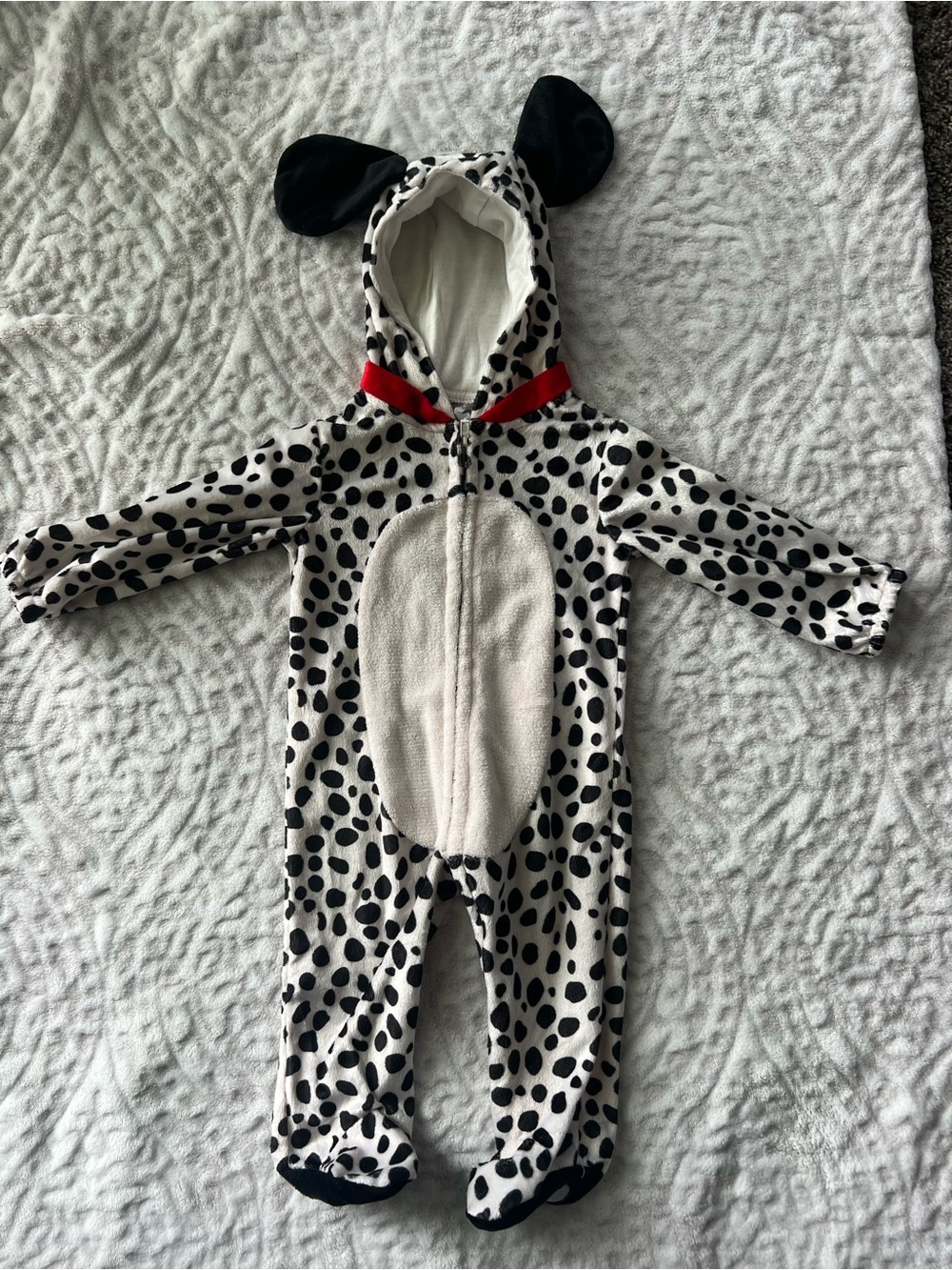 Spirit Halloween Dalmatian Spot Fleece One-Piece Hooded Jumpsuit | 6-12 Months